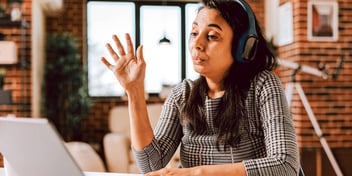 woman talking during an online meeting