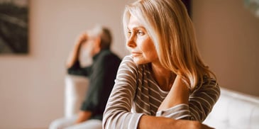 unhappy woman and frustrated older man 