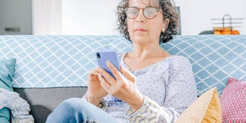 woman using a mobile app for her divorce